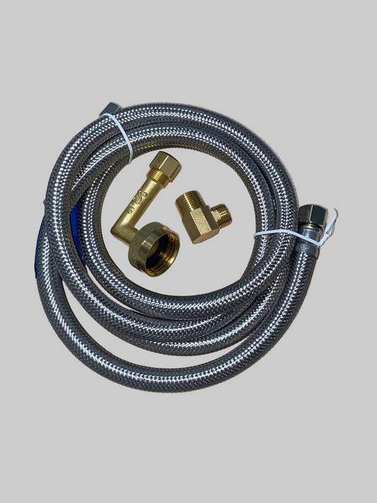 5-Foot Stainless Steel Dishwasher Inlet Hose with FHT Fitting - Supco DW5SS