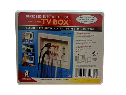 Triple Gang Recessed Electrical Box (White) | Arlington TVBU507GC