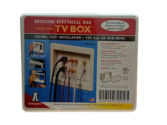 Triple Gang Recessed Electrical Box (White) | Arlington TVBU507GC