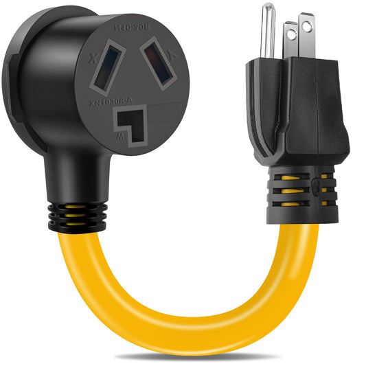 NEMA 5-15P Male to 10-30R Female Dryer Adapter Cord – Heavy Duty 10AWG Power Converter Cable